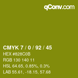 カラーコード: CMYK 7 / 0 / 92 / 45 | qconv.com