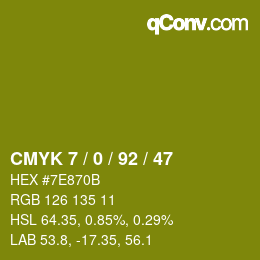 Color code: CMYK 7 / 0 / 92 / 47 | qconv.com