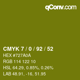 颜色代码: CMYK 7 / 0 / 92 / 52 | qconv.com