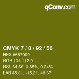 カラーコード: CMYK 7 / 0 / 92 / 56 | qconv.com