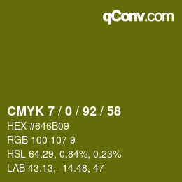 颜色代码: CMYK 7 / 0 / 92 / 58 | qconv.com