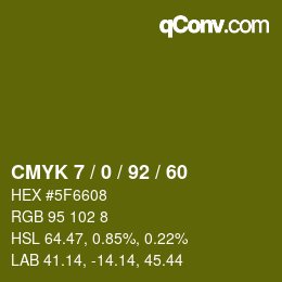 Color code: CMYK 7 / 0 / 92 / 60 | qconv.com