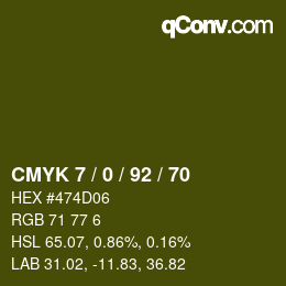 颜色代码: CMYK 7 / 0 / 92 / 70 | qconv.com
