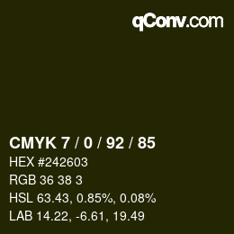 カラーコード: CMYK 7 / 0 / 92 / 85 | qconv.com