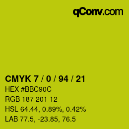 カラーコード: CMYK 7 / 0 / 94 / 21 | qconv.com