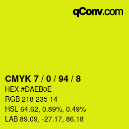 カラーコード: CMYK 7 / 0 / 94 / 8 | qconv.com
