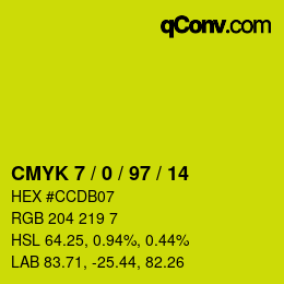 Color code: CMYK 7 / 0 / 97 / 14 | qconv.com