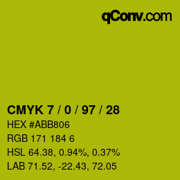 Color code: CMYK 7 / 0 / 97 / 28 | qconv.com