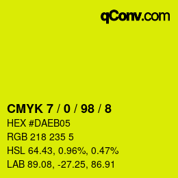 Color code: CMYK 7 / 0 / 98 / 8 | qconv.com