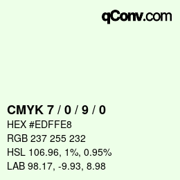 颜色代码: CMYK 7 / 0 / 9 / 0 | qconv.com