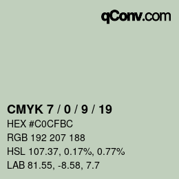 Color code: CMYK 7 / 0 / 9 / 19 | qconv.com