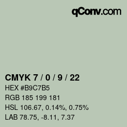 カラーコード: CMYK 7 / 0 / 9 / 22 | qconv.com