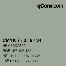 カラーコード: CMYK 7 / 0 / 9 / 34 | qconv.com