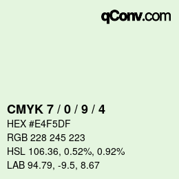 颜色代码: CMYK 7 / 0 / 9 / 4 | qconv.com