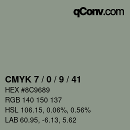 颜色代码: CMYK 7 / 0 / 9 / 41 | qconv.com