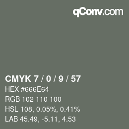 Color code: CMYK 7 / 0 / 9 / 57 | qconv.com