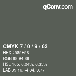カラーコード: CMYK 7 / 0 / 9 / 63 | qconv.com