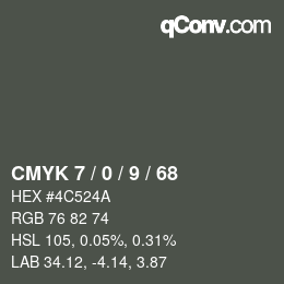 Color code: CMYK 7 / 0 / 9 / 68 | qconv.com