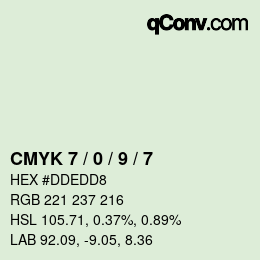 颜色代码: CMYK 7 / 0 / 9 / 7 | qconv.com
