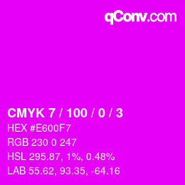 カラーコード: CMYK 7 / 100 / 0 / 3 | qconv.com