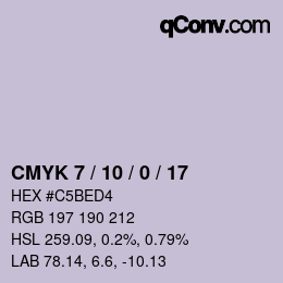 颜色代码: CMYK 7 / 10 / 0 / 17 | qconv.com