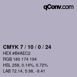 カラーコード: CMYK 7 / 10 / 0 / 24 | qconv.com