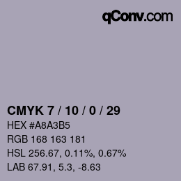 颜色代码: CMYK 7 / 10 / 0 / 29 | qconv.com
