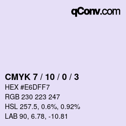 カラーコード: CMYK 7 / 10 / 0 / 3 | qconv.com