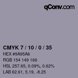 颜色代码: CMYK 7 / 10 / 0 / 35 | qconv.com