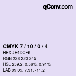 颜色代码: CMYK 7 / 10 / 0 / 4 | qconv.com