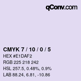 颜色代码: CMYK 7 / 10 / 0 / 5 | qconv.com