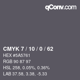 カラーコード: CMYK 7 / 10 / 0 / 62 | qconv.com