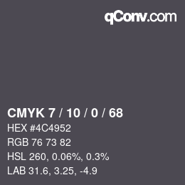 カラーコード: CMYK 7 / 10 / 0 / 68 | qconv.com