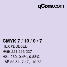 颜色代码: CMYK 7 / 10 / 0 / 7 | qconv.com