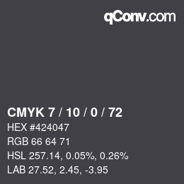 カラーコード: CMYK 7 / 10 / 0 / 72 | qconv.com