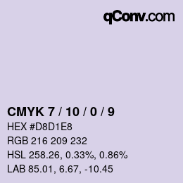 颜色代码: CMYK 7 / 10 / 0 / 9 | qconv.com