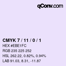 カラーコード: CMYK 7 / 11 / 0 / 1 | qconv.com