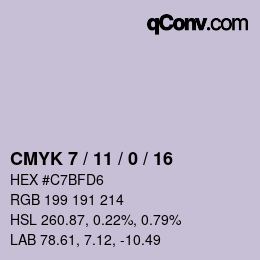 カラーコード: CMYK 7 / 11 / 0 / 16 | qconv.com