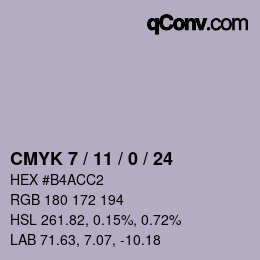 颜色代码: CMYK 7 / 11 / 0 / 24 | qconv.com