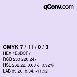 カラーコード: CMYK 7 / 11 / 0 / 3 | qconv.com