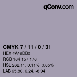 カラーコード: CMYK 7 / 11 / 0 / 31 | qconv.com