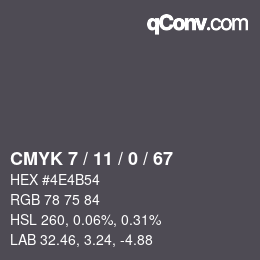 Color code: CMYK 7 / 11 / 0 / 67 | qconv.com