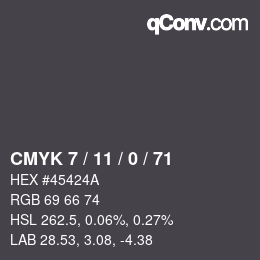 カラーコード: CMYK 7 / 11 / 0 / 71 | qconv.com