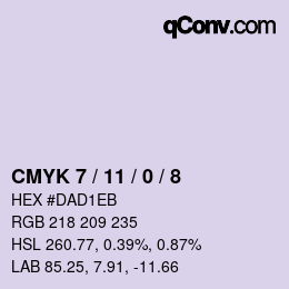 カラーコード: CMYK 7 / 11 / 0 / 8 | qconv.com