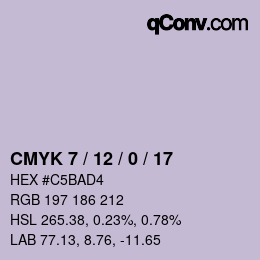 颜色代码: CMYK 7 / 12 / 0 / 17 | qconv.com