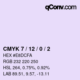 颜色代码: CMYK 7 / 12 / 0 / 2 | qconv.com