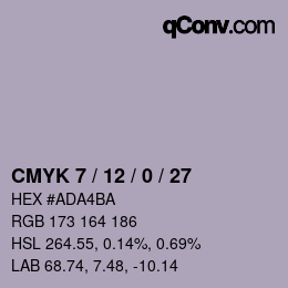 カラーコード: CMYK 7 / 12 / 0 / 27 | qconv.com