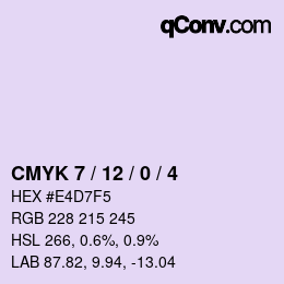 カラーコード: CMYK 7 / 12 / 0 / 4 | qconv.com