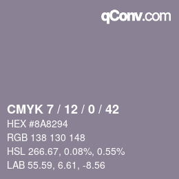 Color code: CMYK 7 / 12 / 0 / 42 | qconv.com