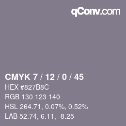 Código de color: CMYK 7 / 12 / 0 / 45 | qconv.com